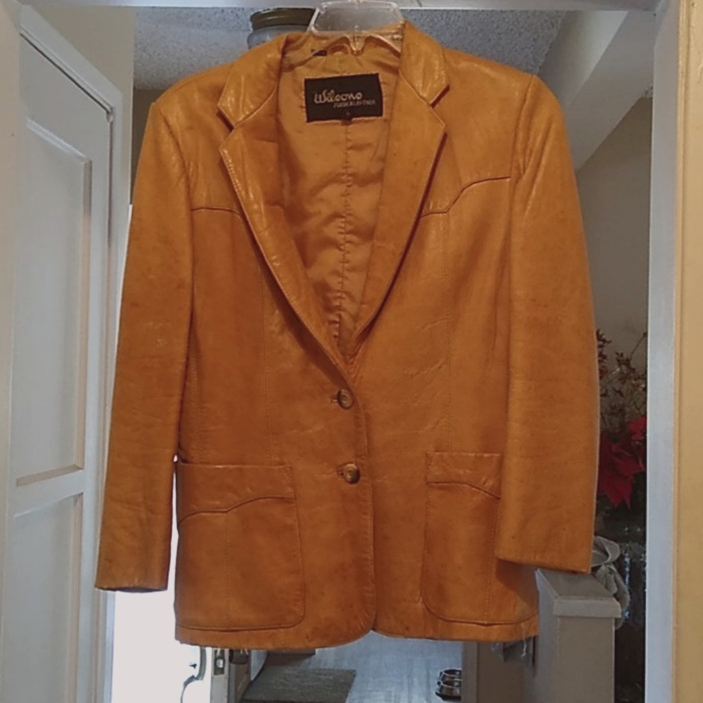 Camel tan leather jacket
